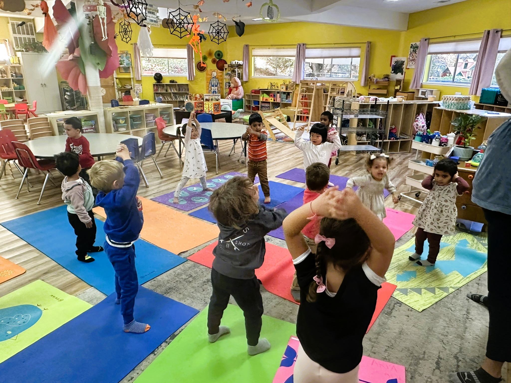Children in a yoga session at Butterflies Academy